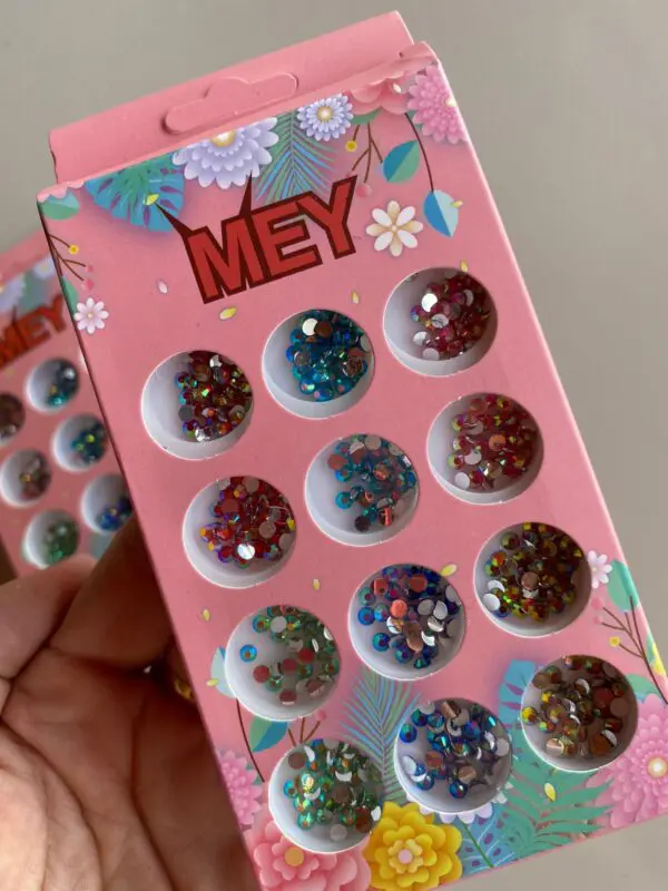 Cartela Mey com Strass Colorido