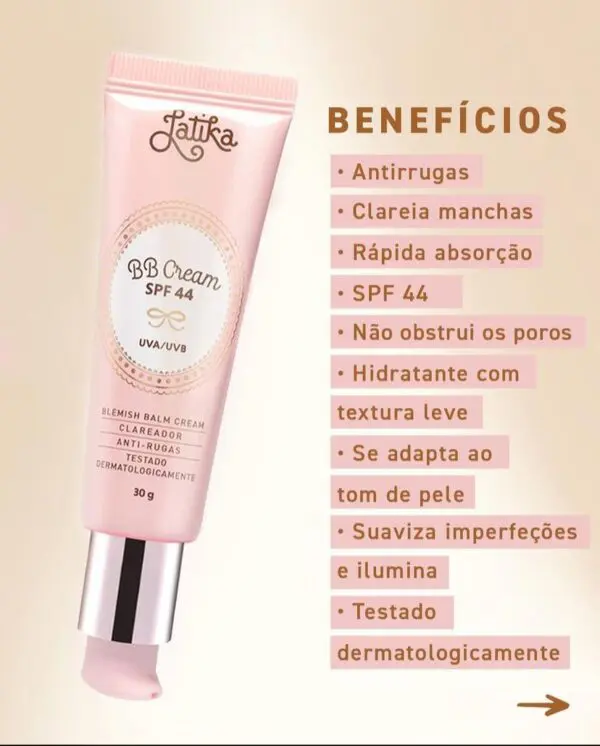 BB Cream Latika Clareador FPS 44 - Imagem 3