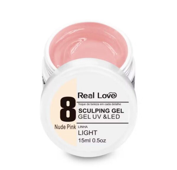 Gel de Alongamento para Unhas 8 NUDE - Linha Light - 15ml - Real Love