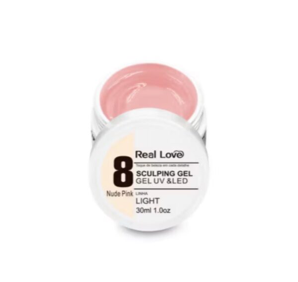 Gel de Alongamento para Unhas  8 NUDE PINK - Linha Light - 15ml - Real Love