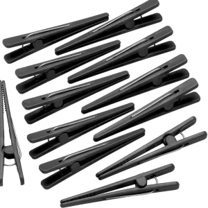 Clips Preto Plástico Para Cabelo com 12 Unidades