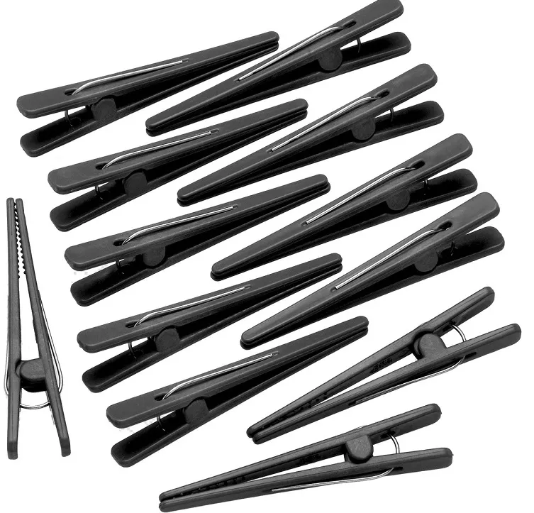Clips Preto Plástico Para Cabelo com 12 Unidades