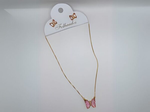 Conjunto Ferminino Brinco e Colar De Borboleta Rose