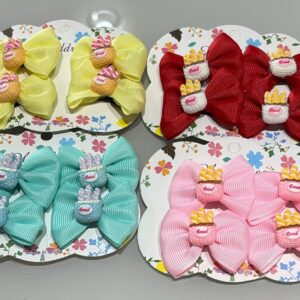 Kit com 2 Lacinhos Infantis com Aplique de Docinho