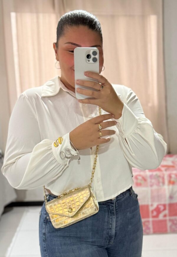 Bolsa Mell Dourada com Alça de Corrente - Image 2