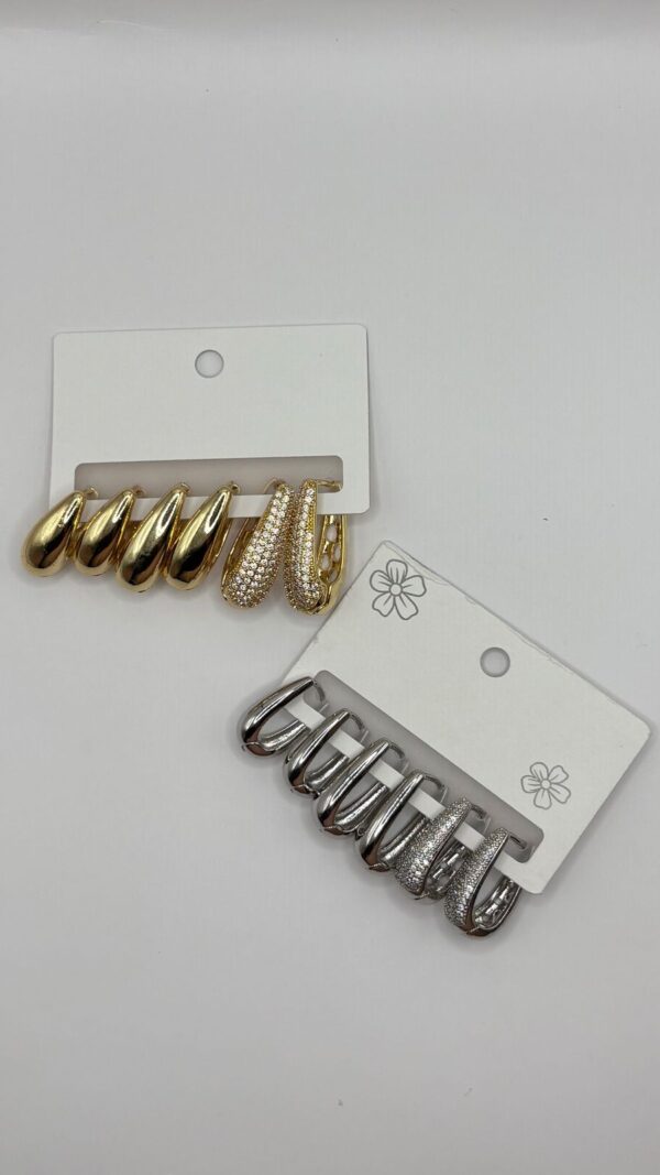 Trio de Argolas com Strass Gota