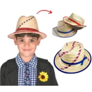 Chapéu de Palha Infantil com Fita Colorida – Festa Junina