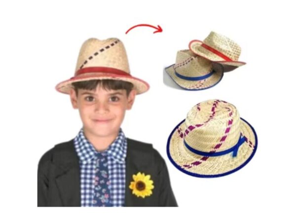 Chapéu de Palha Infantil com Fita Colorida – Festa Junina