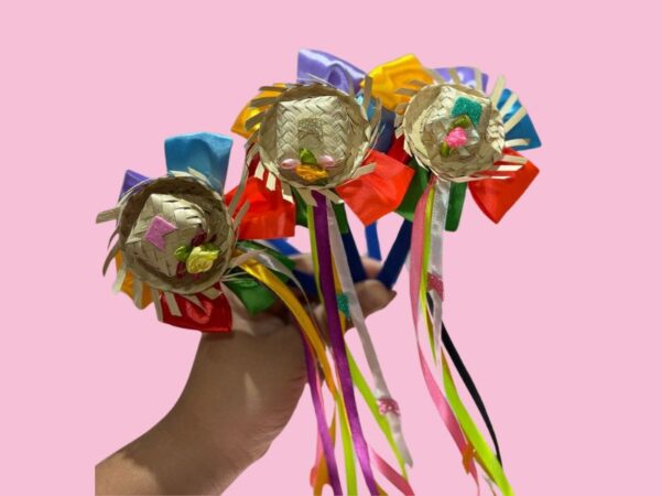 Tiara Chapéu Junino com Fitas Coloridas – Festa Junina Infantil e Adulto