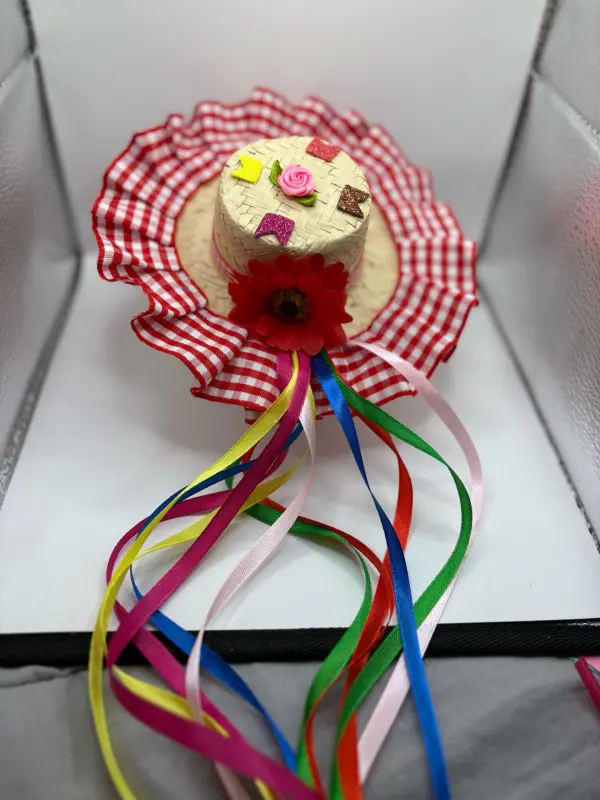 Chapéu Bico de Pato Junino Decorado – Diversas Estampas - Imagem 3