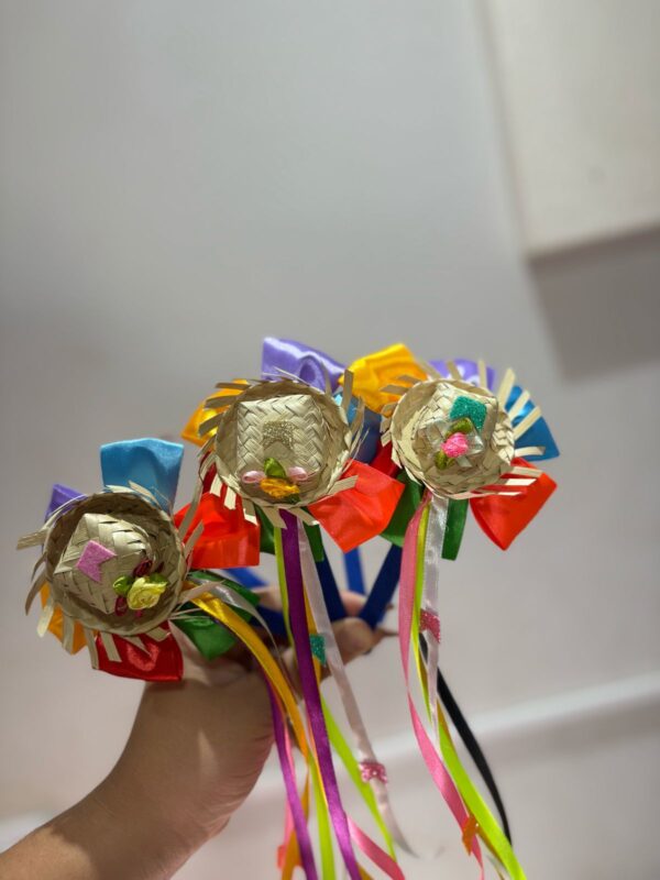 Tiara Chapéu Junino com Fitas Coloridas – Festa Junina Infantil e Adulto - Image 2